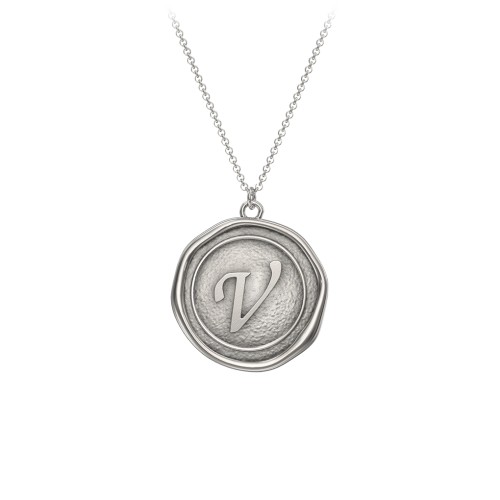 Initial Medallion Necklace - V