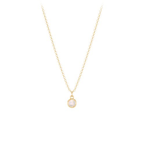 Bezel Set Multi-Birthstone Drop Necklace – 10K Yellow Gold with Opal