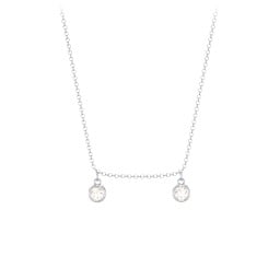 Bezel Set Birthstone Drop Necklace - 2 Stone