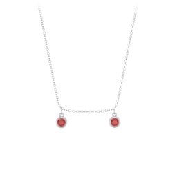 Bezel Set Birthstone Drop Necklace - 2 Stone