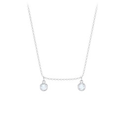Bezel Set Birthstone Drop Necklace - 2 Stone