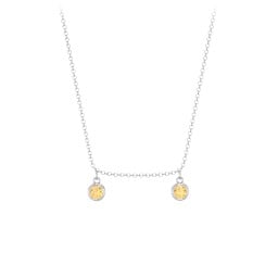 Bezel Set Birthstone Drop Necklace - 2 Stone