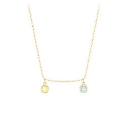 Bezel Set Birthstone Drop Necklace - 2 Stone