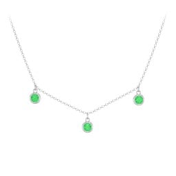 Bezel Set Birthstone Drop Necklace - 3 Stone