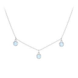 Bezel Set Birthstone Drop Necklace - 3 Stone in 925 Sterling Silver with Blue Topaz