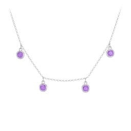 Bezel Set Birthstone Drop Necklace - 4 Stone