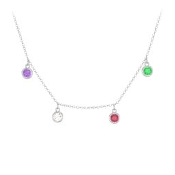 Bezel Set Birthstone Drop Necklace - 4 Stone