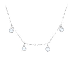 Bezel Set Birthstone Drop Necklace - 4 Stone in 925 Sterling Silver with Aquamarine