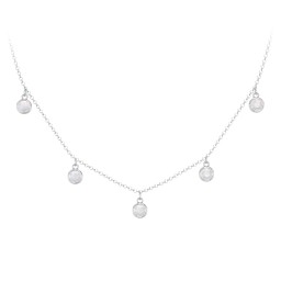Bezel Set Birthstone Drop Necklace - 5 Stone in 925 Sterling Silver with Opal