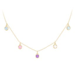 Bezel Set Birthstone Drop Necklace - 5 Stone