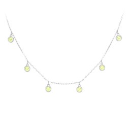 Bezel Set Birthstone Drop Necklace - 6 Stone in 925 Sterling Silver with Peridot