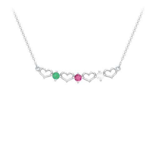 Heart To Heart Necklace with 3 Birthstones