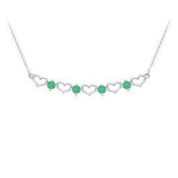 Heart To Heart Necklace with 4 Birthstones in 925 Sterling Silver with Emerald