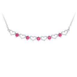 Heart To Heart Necklace with 5 Birthstones