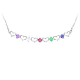 Heart To Heart Necklace with 5 Birthstones