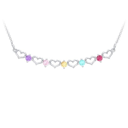 Heart To Heart Necklace with 5 Birthstones