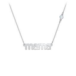 Mama Necklace In Modern Font with Satellite Birthstone