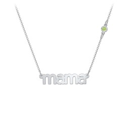 Mama Necklace In Modern Font with Satellite Birthstone
