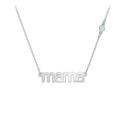 Mama Necklace In Modern Font with Satellite Birthstone