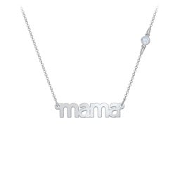 Mama Necklace In Modern Font with Satellite Birthstone