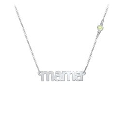 Mama Necklace In Modern Font with Satellite Birthstone