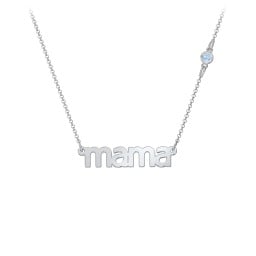 Mama Necklace In Modern Font with Satellite Birthstone