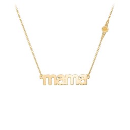 Mama Necklace In Modern Font with Satellite Birthstone in 18K Gold Plated Silver with Citrine