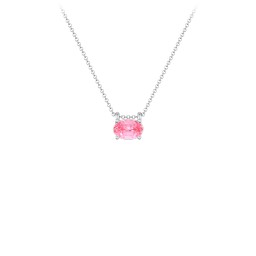 East-West Oval Necklace with Gemstone in 925 Sterling Silver with Pink Tourmaline