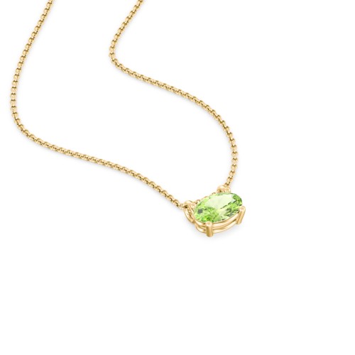 East-West Oval Necklace with Gemstone