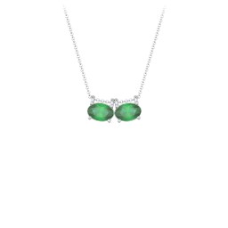 East-West Oval Necklace with 2 Gemstones in 925 Sterling Silver with Emerald