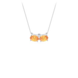 East-West Oval Necklace with 2 Gemstones in 925 Sterling Silver with Citrine