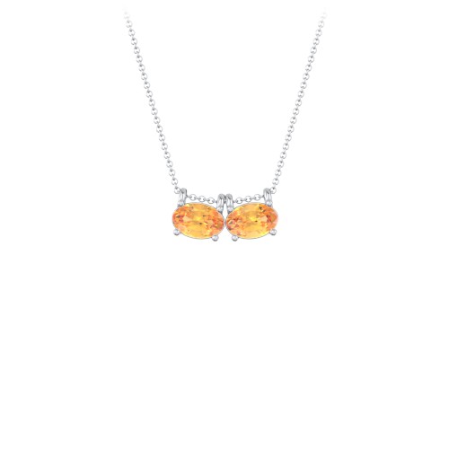 East-West Oval Necklace with 2 Gemstones – Sterling Silver with Citrine