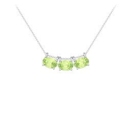 East-West Oval Necklace with 3 Gemstones