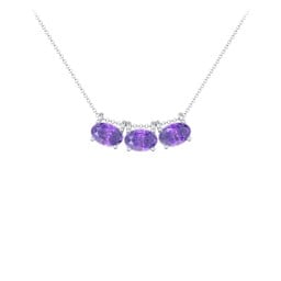 East-West Oval Necklace with 3 Gemstones