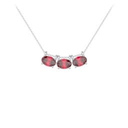 East-West Oval Necklace with 3 Gemstones