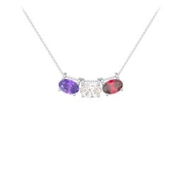 East-West Oval Necklace with 3 Gemstones