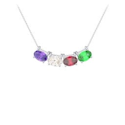 East-West Oval Necklace with 4 Gemstones