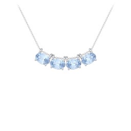 East-West Oval Necklace with 4 Gemstones in 925 Sterling Silver with Aquamarine