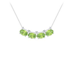 East-West Oval Necklace with 4 Gemstones in 925 Sterling Silver with Peridot