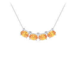 East-West Oval Necklace with 4 Gemstones in 925 Sterling Silver with Citrine