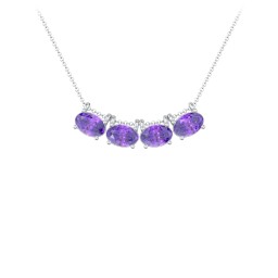 East-West Oval Necklace with 4 Gemstones in 925 Sterling Silver with Amethyst