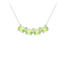 East-West Oval Necklace with 4 Gemstones in 925 Sterling Silver with Peridot