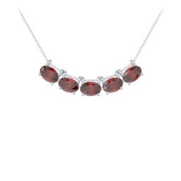 East-West Oval Necklace with 5 Gemstones