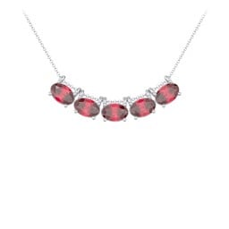 East-West Oval Necklace with 5 Gemstones