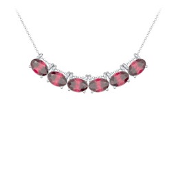 East-West Oval Necklace with 6 Gemstones in 925 Sterling Silver with Ruby