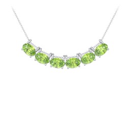 East-West Oval Necklace with 6 Gemstones in 925 Sterling Silver with Peridot