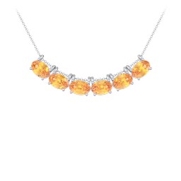 East-West Oval Necklace with 6 Gemstones in 925 Sterling Silver with Citrine