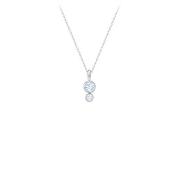 Generations 2-Stone Bezel Set Mother's Necklace in 925 Sterling Silver with Aquamarine
