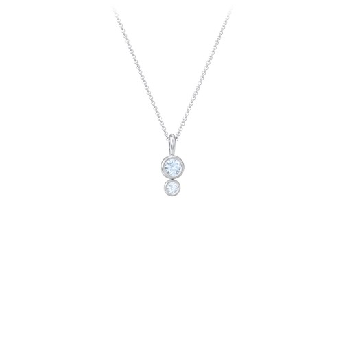 Generations 2-Stone Bezel Set Mother's Necklace – Sterling Silver with Aquamarine
