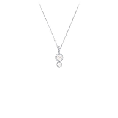 Generations 2-Stone Bezel Set Mother's Necklace – Sterling Silver with Cubic Zirconia